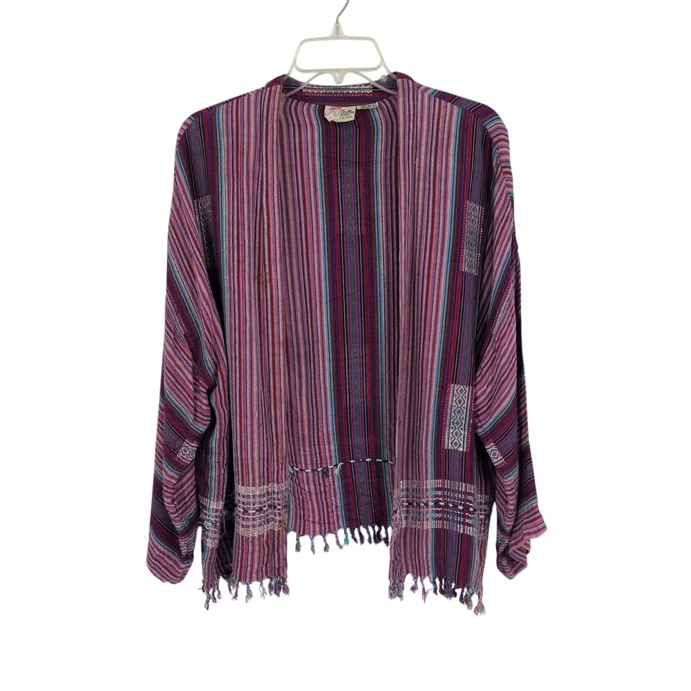 Vtg Gypsy Clothing Collection Pier 1 Kimono Open Front Fringe Tapestry One size